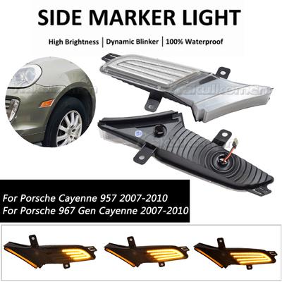 2Pcs Dynamic LED Side Marker Lights Turn Signal Blinker Indicator Lamps For Porsche Cayenne 957 967 2007-2010 OEM#95563103510