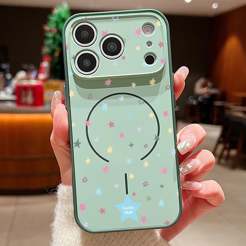 Colorful Stars Print Phone Case For iPhone 17 Pro Max Hybrid TPU+PC Magnetic For Magsafe Matte Cover For iPhone 16 15 14 13 Pro Max