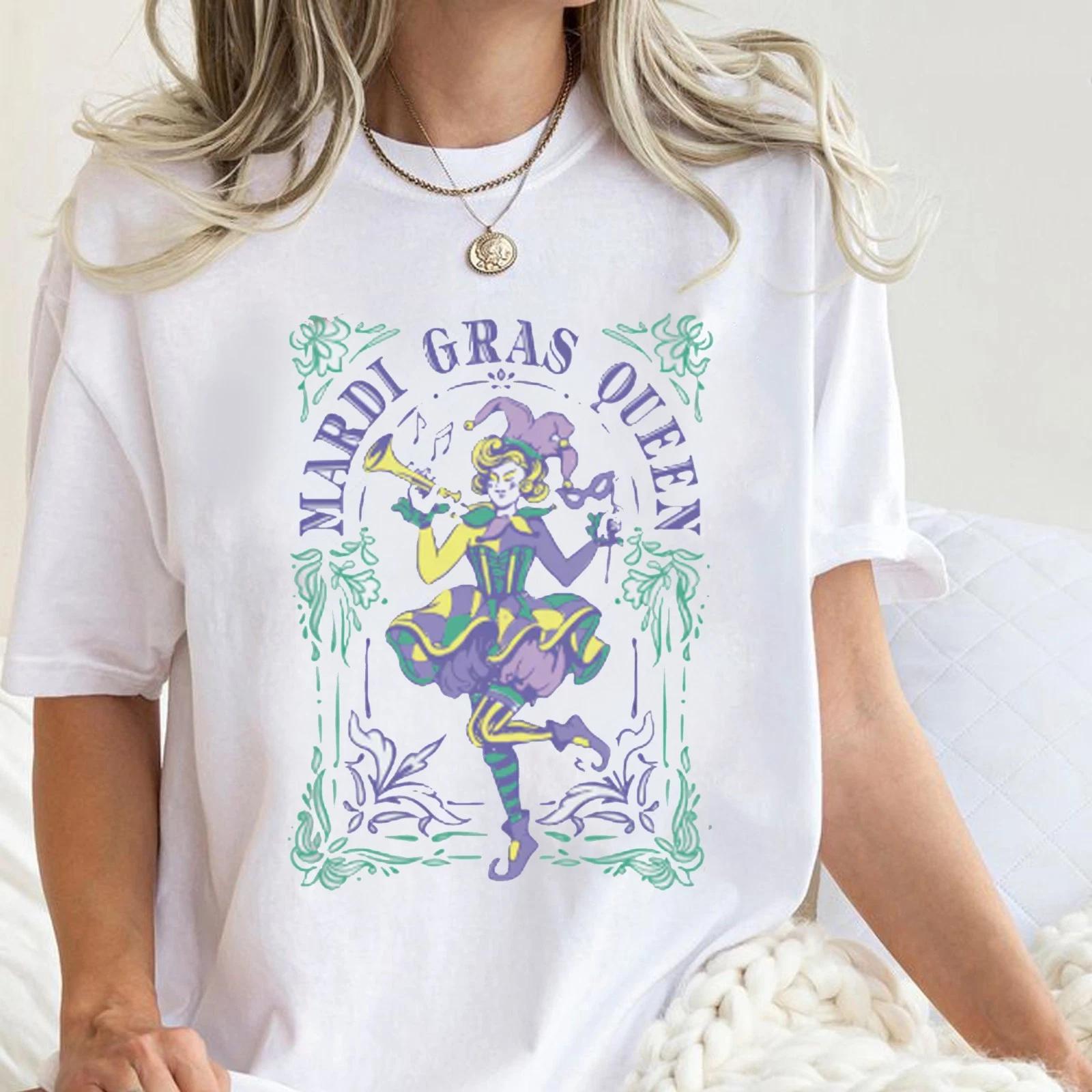 Retro Mardi Gras Queen T-Shirt, Louisiana Carnival Aesthetic Tee, Festival 2026 4XL