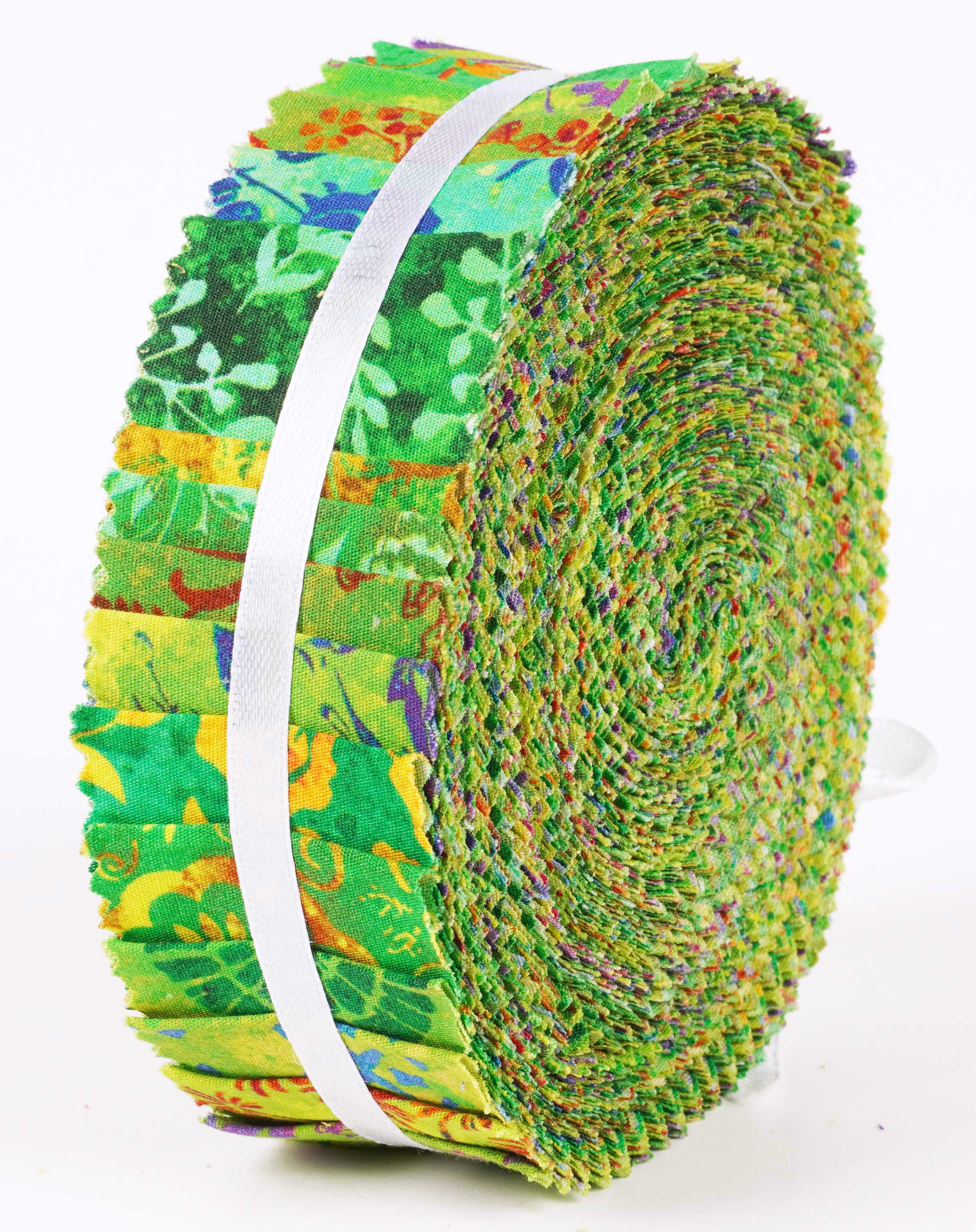 

Soimoi, 40 шт. бавовняних тканин із принтом батик для стьобання, смужок для рукоділля 2,5x42 дюйма, желейний рулон - 1.5x42inches зелений