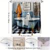 1Pc Halloween Ghost Shower Curtain Funny Haunted Bathroom Decor Polyester Fabric Bath Partition Curtain Set With 12 Hooks 70, 8X