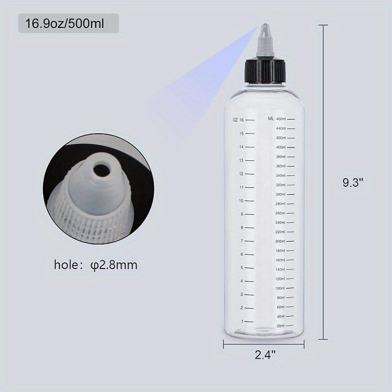 500ml Empty Hair Dye Bottle Measured Twist Top Cap Refillable Squeeze Container With Graduated Scale For Tattoo Pigment Ink.