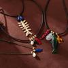 Copper Multi-Pendant Summer Ocean Small Fish Starfish Fish Bone Rope Necklace Stainless Steel Vacuum Plating