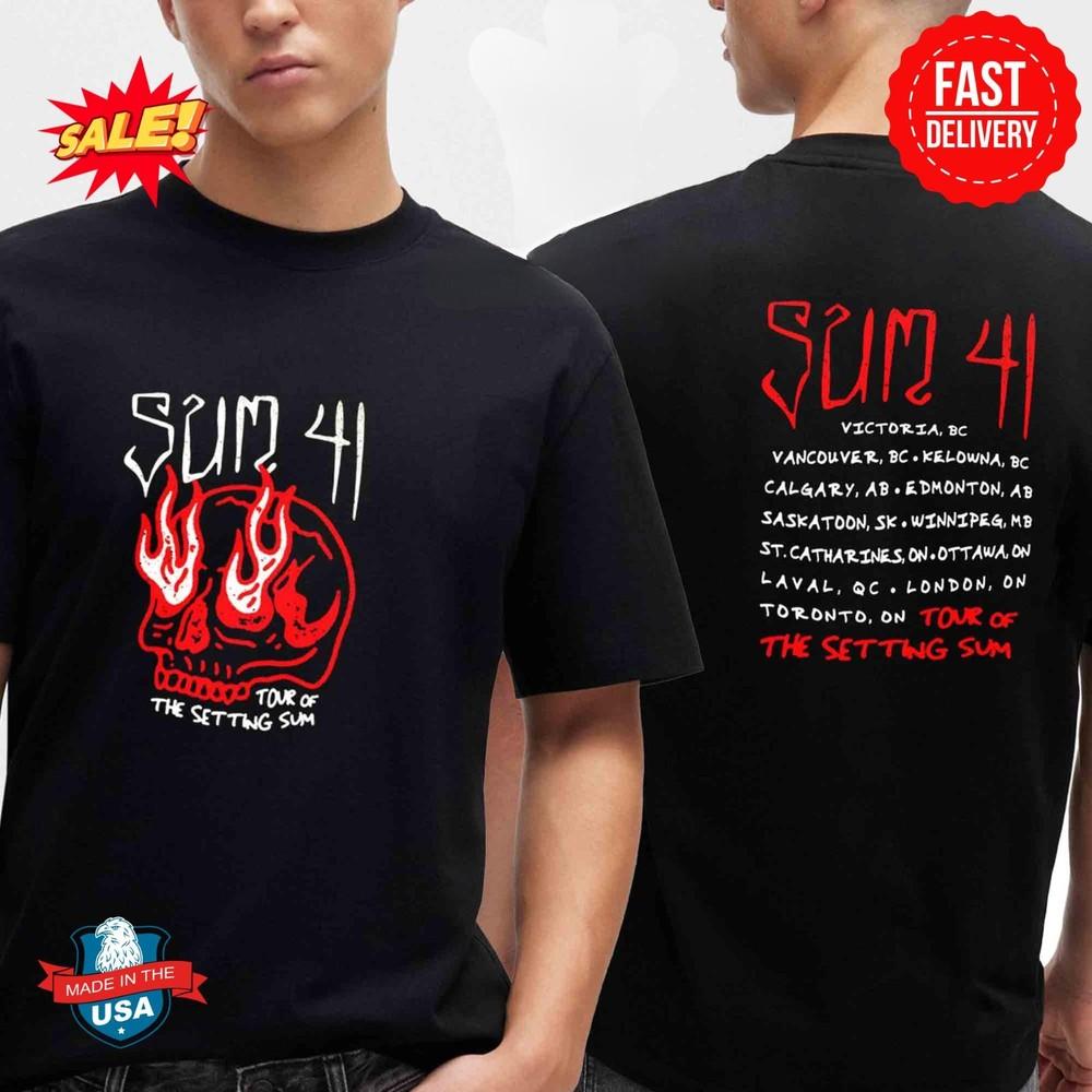 Sum 41 2025 Tour Of The Setting Sum Skull Sketch Two Sided T-Shirt Unisex T-Shirt L