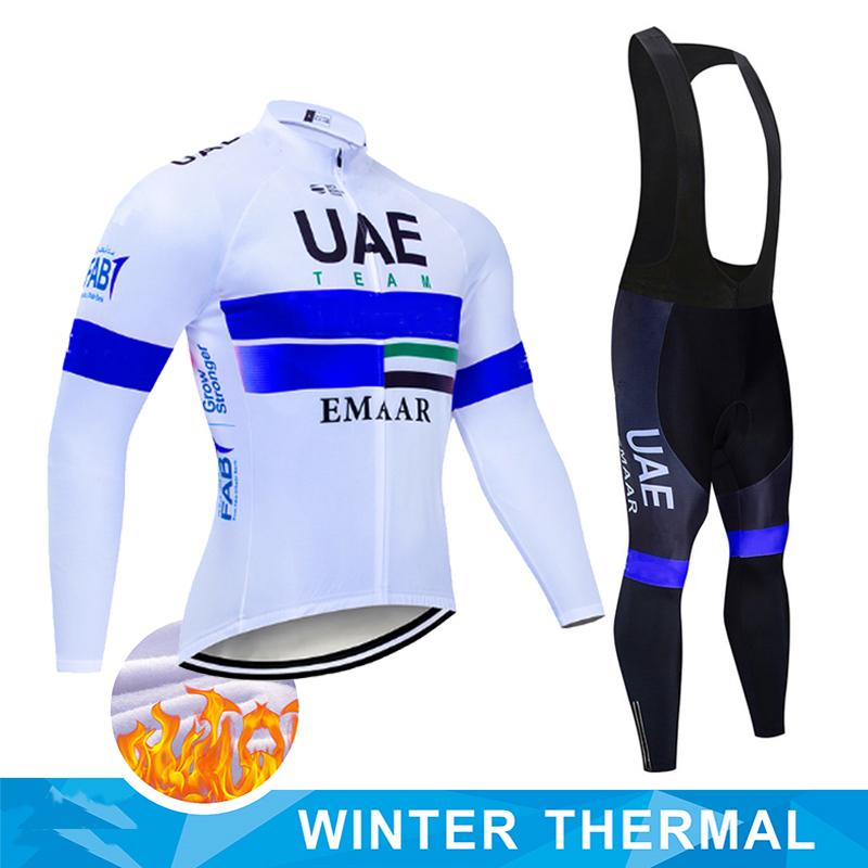 2026 UAE Winter Thermal Fleece Cycling Jersey Set Maillot Ropa Ciclismo Keep Warm MTB Bike Wear Bicycle Clothing Cycling Set
