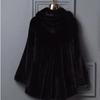 Haining new imitation velvet female imitation mink coat medium and long coat hooded imitation mink imitation fur women