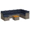 VidaXL Garden Lounge Set 9 Pcs with Grey Cushions Wicker 3325778
