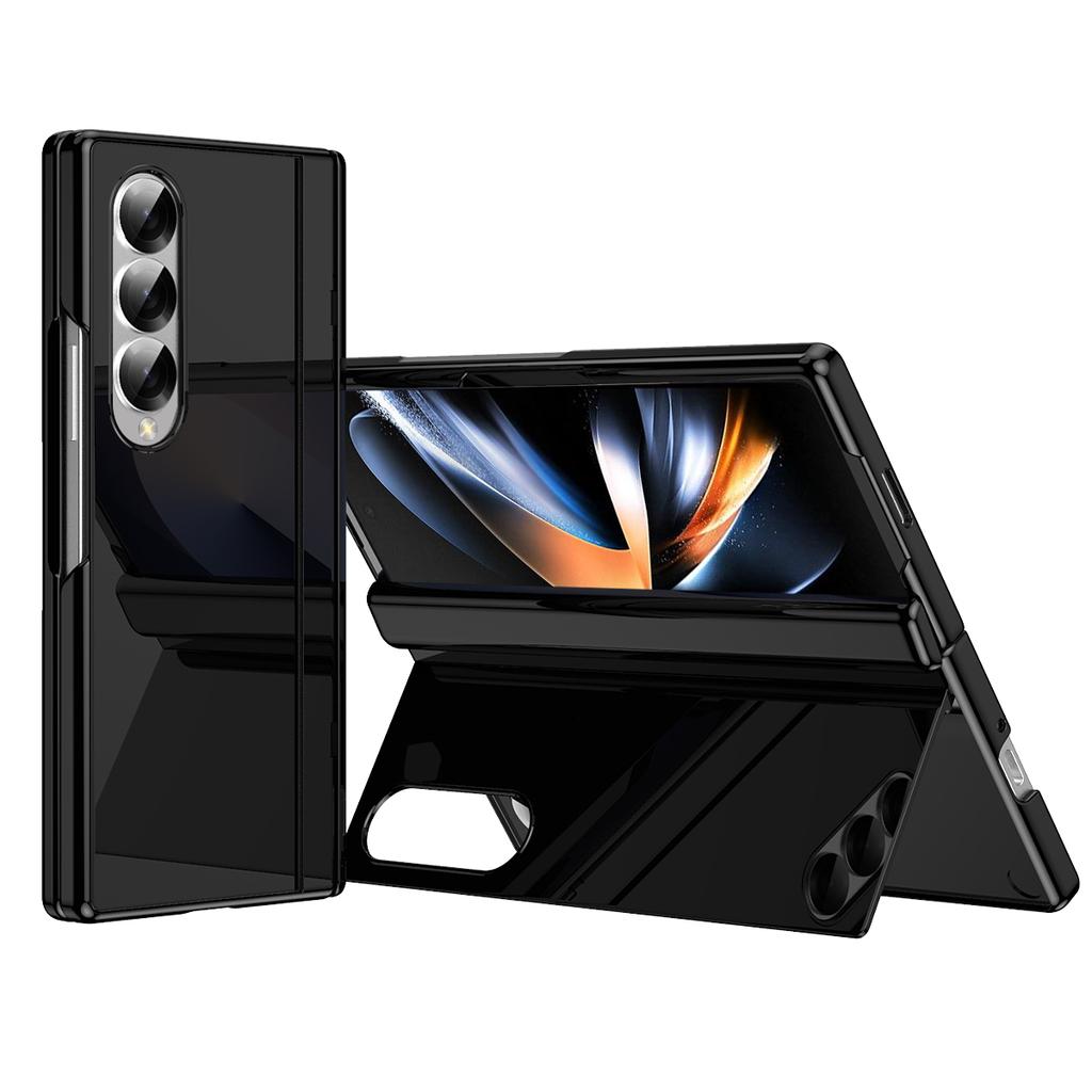 For Samsung Galaxy Z Fold4 5G PC Phone Case with Back Cover Kickstand and Tempered Glass Film