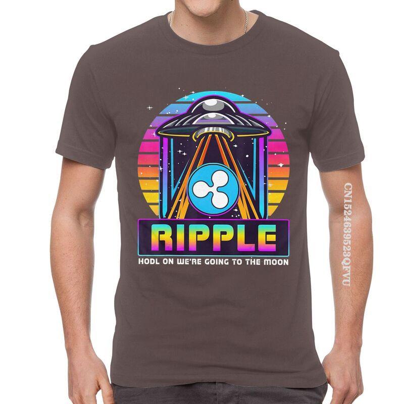 Mens Ripple XRP HODL On We Are Going To The Moon T Shirts Vaporwave Bitcoin Tshirt Hip Hop T Shirt Cotton Oversized Tee Tops S