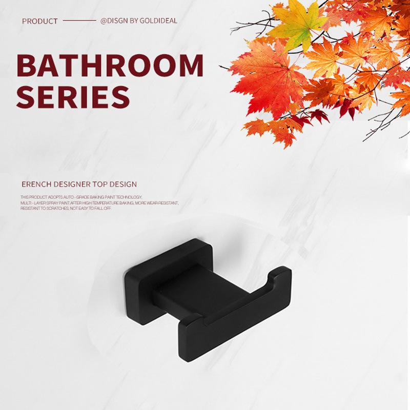 Wall Mounted Stainless Steel Dual Hook with Plant Pattern Eco-Friendly Black Towel and Clothes Hook Flexible Design