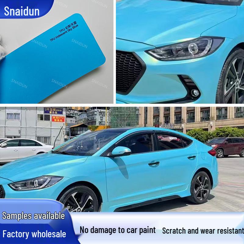 

Iridescent Sky Blue TPU Anti-Scratch Car Wrap: Full Paint Protection, Color Changing Film Iridescent Sky Blue