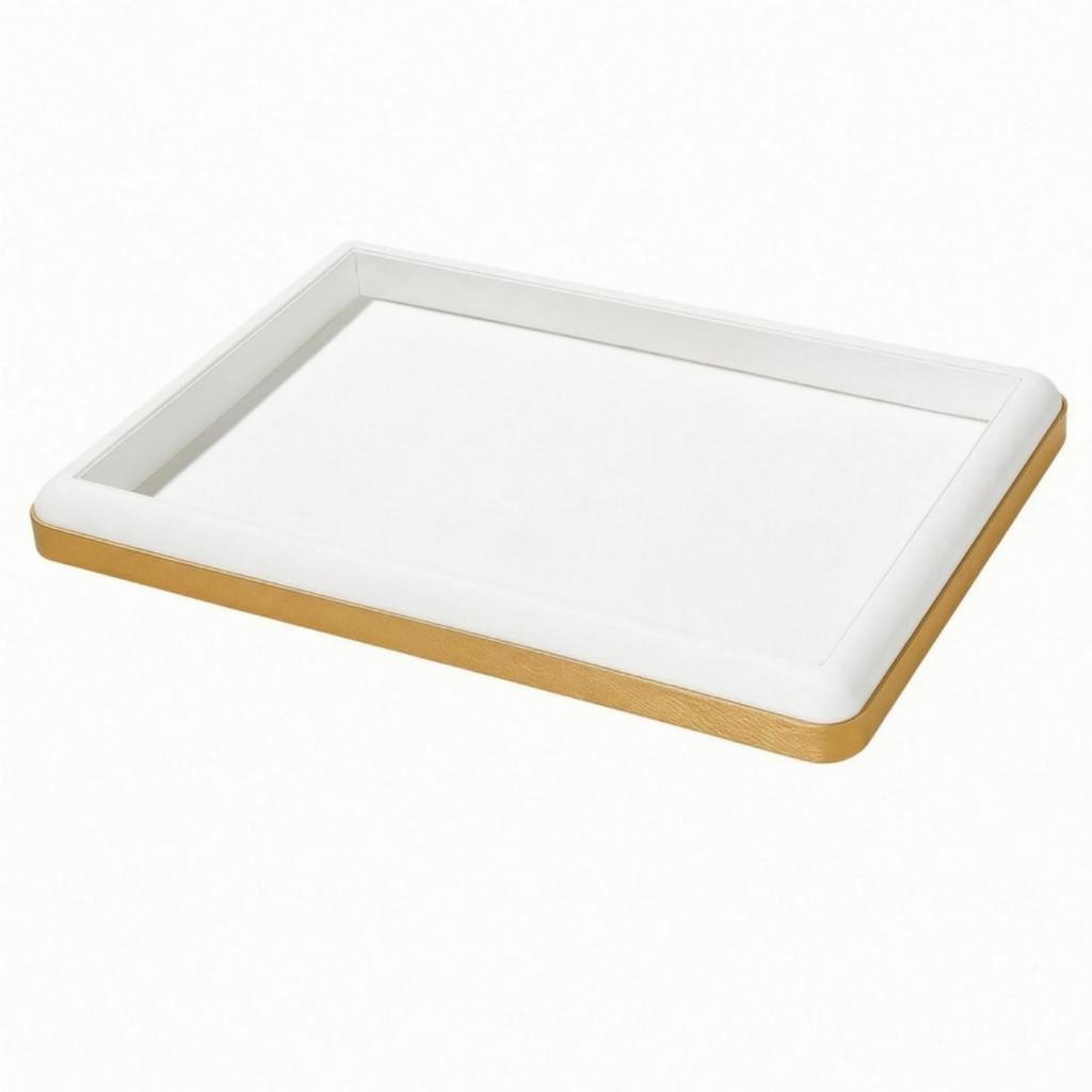 Soft PU Jewelry Display Tray Sleek Rectangular with Raised Border