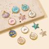 3pcs/Lot Stainless Steel Enamel Starfish Round DIY Charms Palm Tree Fishtail Necklace Pendants Woman Summer Holiday Jewelry