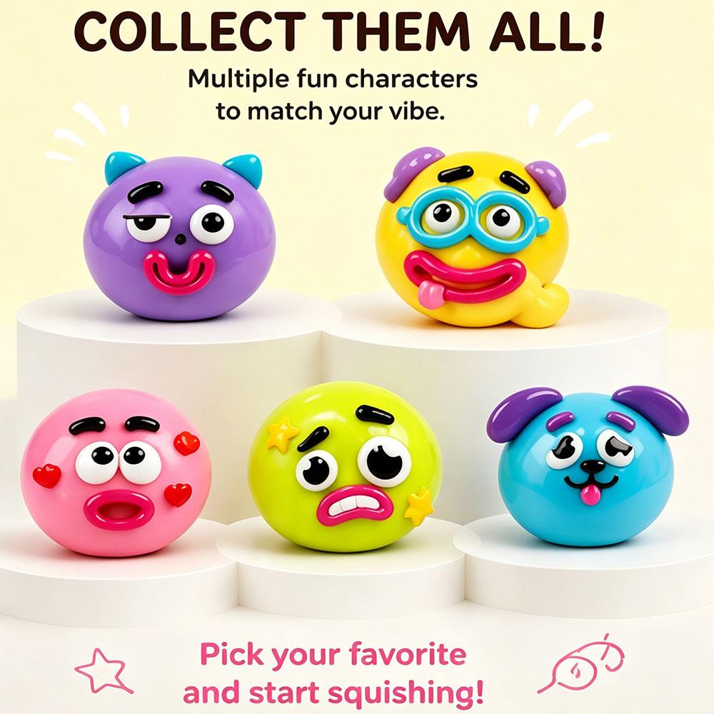 New Smushers Animal Face Squishy Toy Soft Moldable Slow Rising Squeeze Fidget Sensory Anti-Stress Adult Office Desk Toy