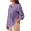 Lightweight Casual Blouse Loose Fit Button Down Shirt Long Sleeve Stand Collar Everyday Wear Relaxed Fit Women