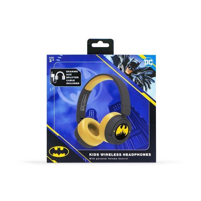 Écouteurs bluetooth junior - batman - gotham city - multicolore - usb-c - batterie 500mah - noir