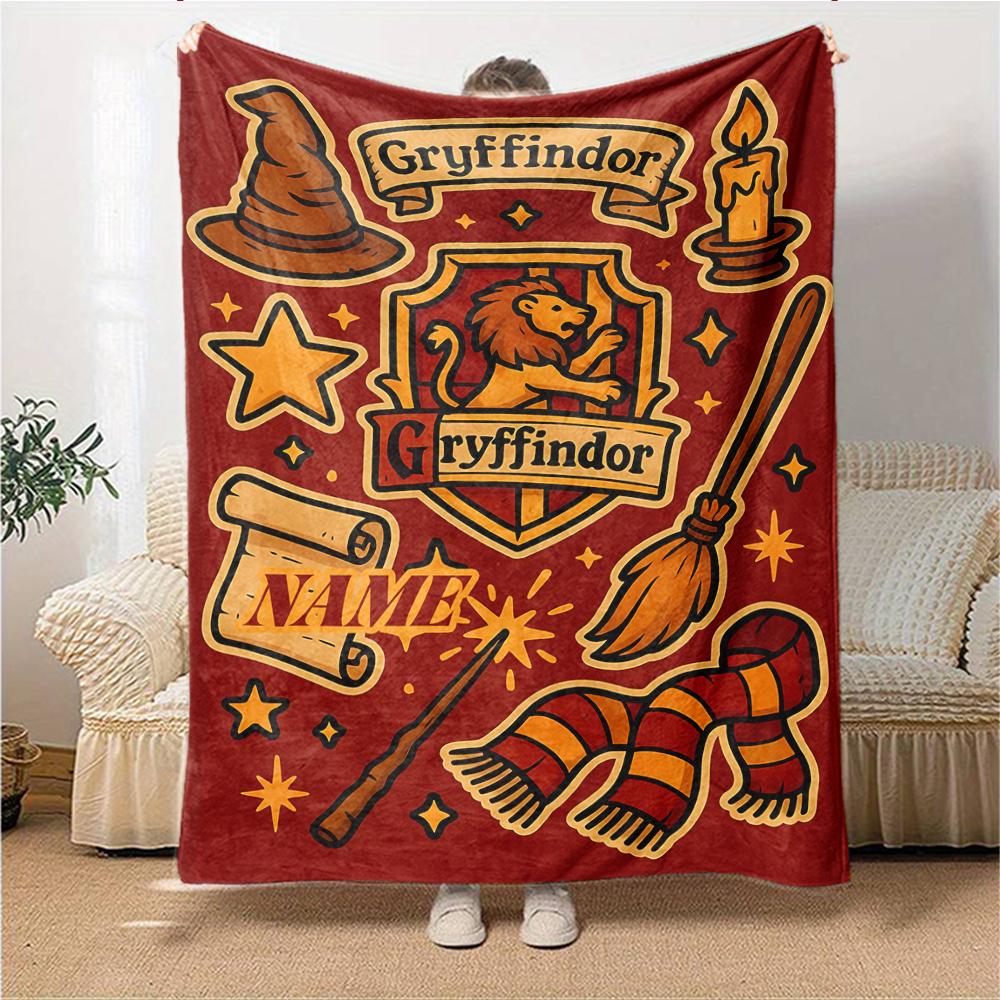 Custom Name Slytherin Pride Honor Blanket for Couch & Bed, Plush Cozy Fuzzy Blanket Super Soft & Warm Blankets for Fall and Winter. 090866