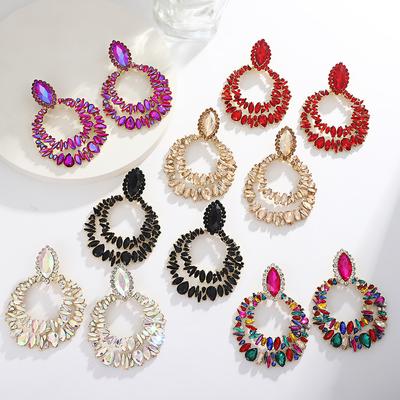 Temperament Earrings Women's New Double Ring Full Diamond Fashion Gemstone Earrings Personalized High-end Earrings