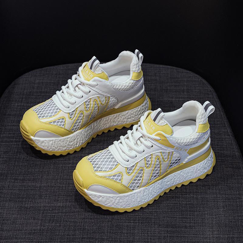 Little white shoes heightening women's shoes 2025 casual fashion versatile Korean version thick-soled breathable mesh dad shoes women's shoes