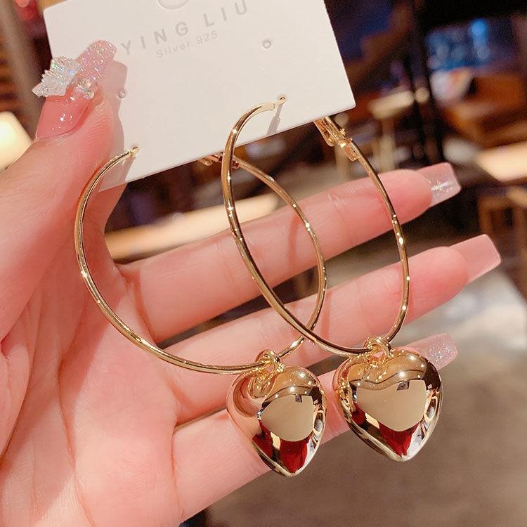 New Fashion Trend Geometric Gold Color Hoop Earrings Ladies Simple Round Hollow Pendant Open Earrings Fashion Jewelry Gift 