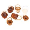 1Pcs Dollhouse Miniature Woven Flower Basket Hand Basket Storage Basket Kids Pretend Play Toy Doll House Accessories