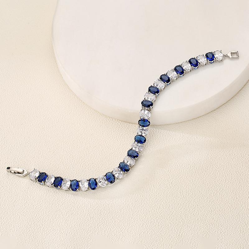 A Pulseira Sexy e Exquisita de Zircônia Cúbica Safira é Adequada para Mulheres Viajarem, Banquete, Uso para Festa