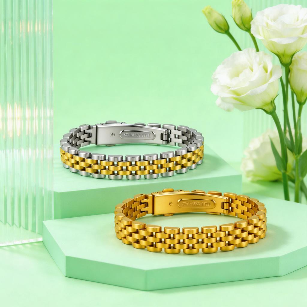 Chunky Strap Chain Bracelet for Women High-Quality Stainless Steel Waterproof Chain Bracelets Punk Wrist Jewelry Gift