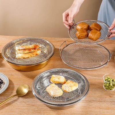 Edelstahl Ölfilter Barbecue Pommes Frites Netz Ölseiher mit Griff Kühl Abtropfschale Heimküche Kochutensilien