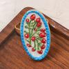 French Vintage Ring Printing Opening Ring Exquisite Enamel Flower Ring  Jewelry