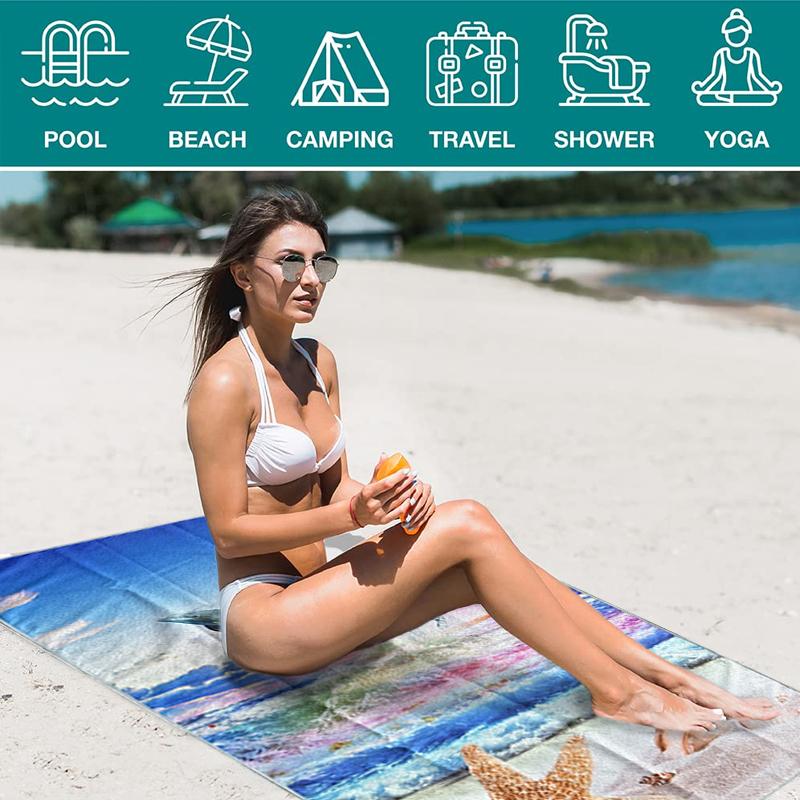 Seaside Beach Towel Quick-Drying Bath Towel Double-Sided Fleece Printed Portable Sports Swimming Bath Towel Beach Towel