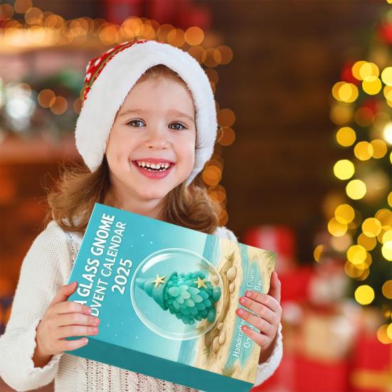 Seaglass Gnome Advent Calendar Box 24 Days Christmas Countdown Calendar with 24 Handmade Sea