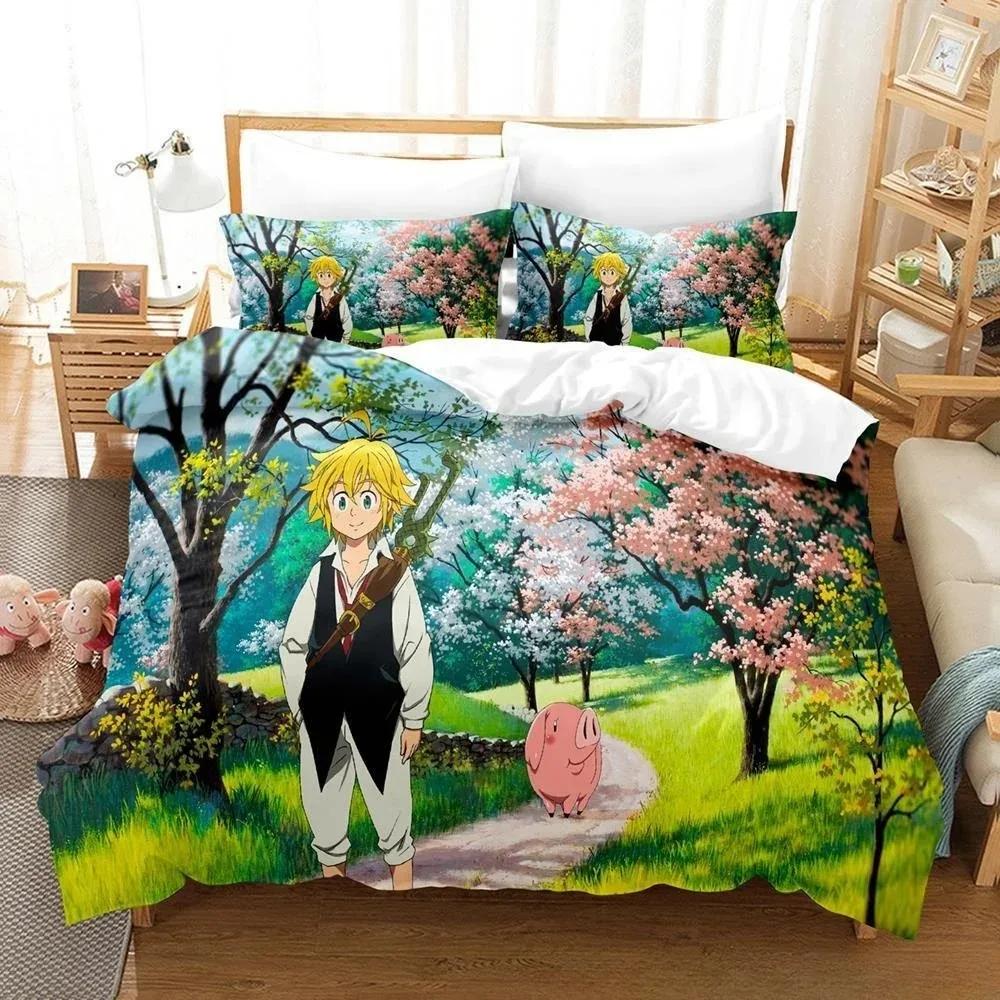 3D Anime Escanor The Seven Deadly Sins Bedding Set Printed With Pillowcase Bed Duvet Cover Soft Queen King Size Bedclothes Home