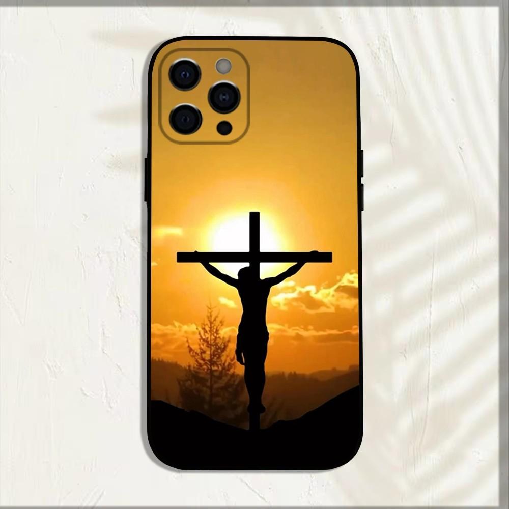 Bible Jesus Christian Cross Phone Case For iPhone 15,14,13,12,11,Pro,X,XS,Max,XR,Plus,Mini Soft Black Cover