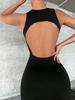 2026 Spring/Summer European American Women's Solid Color Slim Hollow Out Tank Dress
