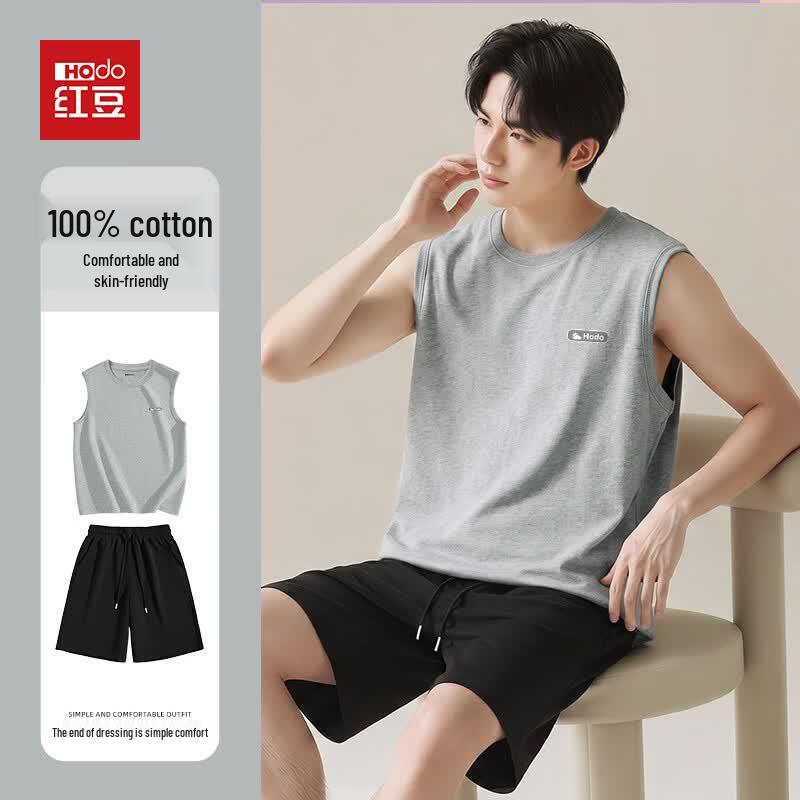 Hodo Herren Baumwoll Tanktop & Shorts Loungewear Set
