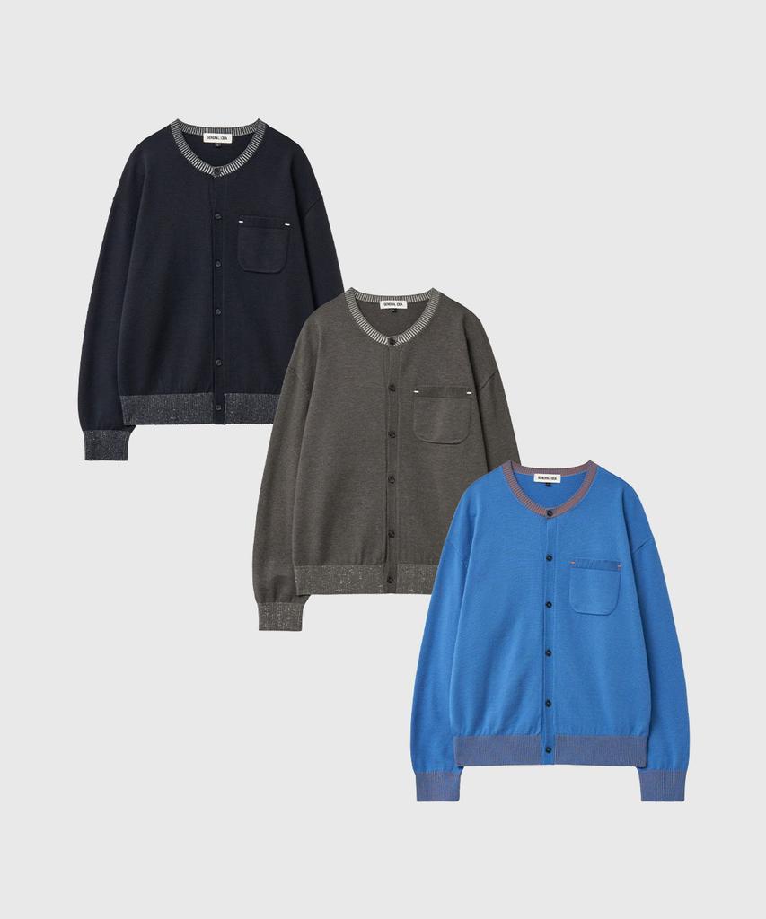 Generalidea Unisex Pocket Crew Neck Cardigan [3Col] / Gf1Ukc002