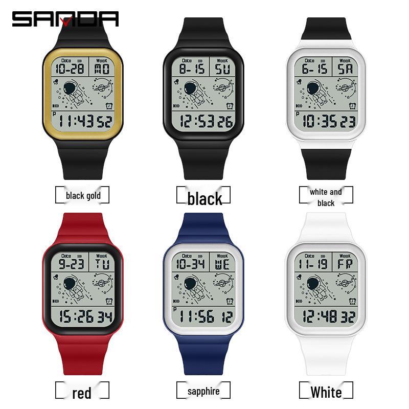 Sanda Astronaut Square Large Screen Unisex Multifunctional Watch with Detachable Strap