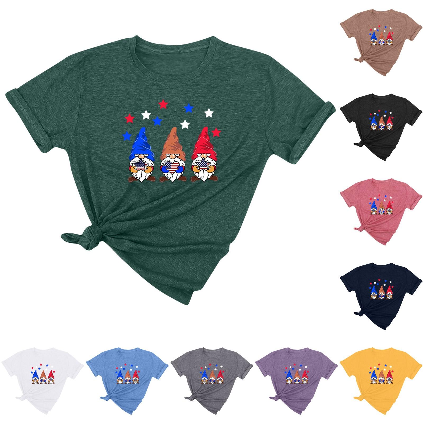 

Женская летняя повседневная свободная футболка с принтом подсолнуха ко Дню независимости пуловер с коротким рукавом с круглым вырезом