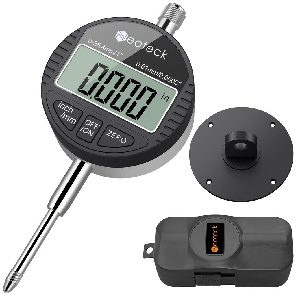 Neoteck Digital Dial High Warranty Gauge, Precision, 18-Month (0.01 Accuracy, 25.4 Range, Black)