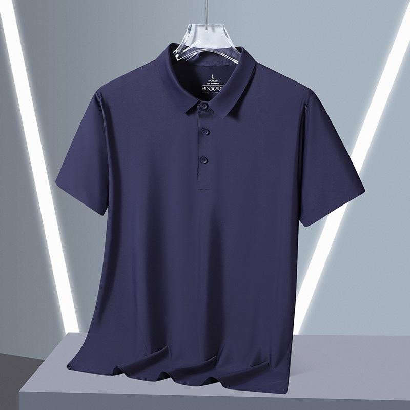 Men's Spring and Summer Solid Color Business Polo Shirt Lapel Ice Silk Short-sleeved Shirt Casual Non-marking Summer Shirt