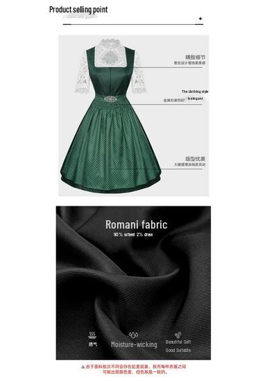 Oktoberfest Maid Dress: European & American Style Lace Apron, Short Sleeve Women's Three-Piece Set, 2025 Collection