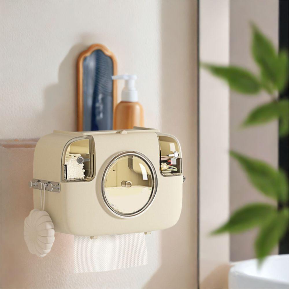 Punch-Free Toilet Paper Holder Plastic Paper Extraction Box Practical Washcloth Organizer for Home