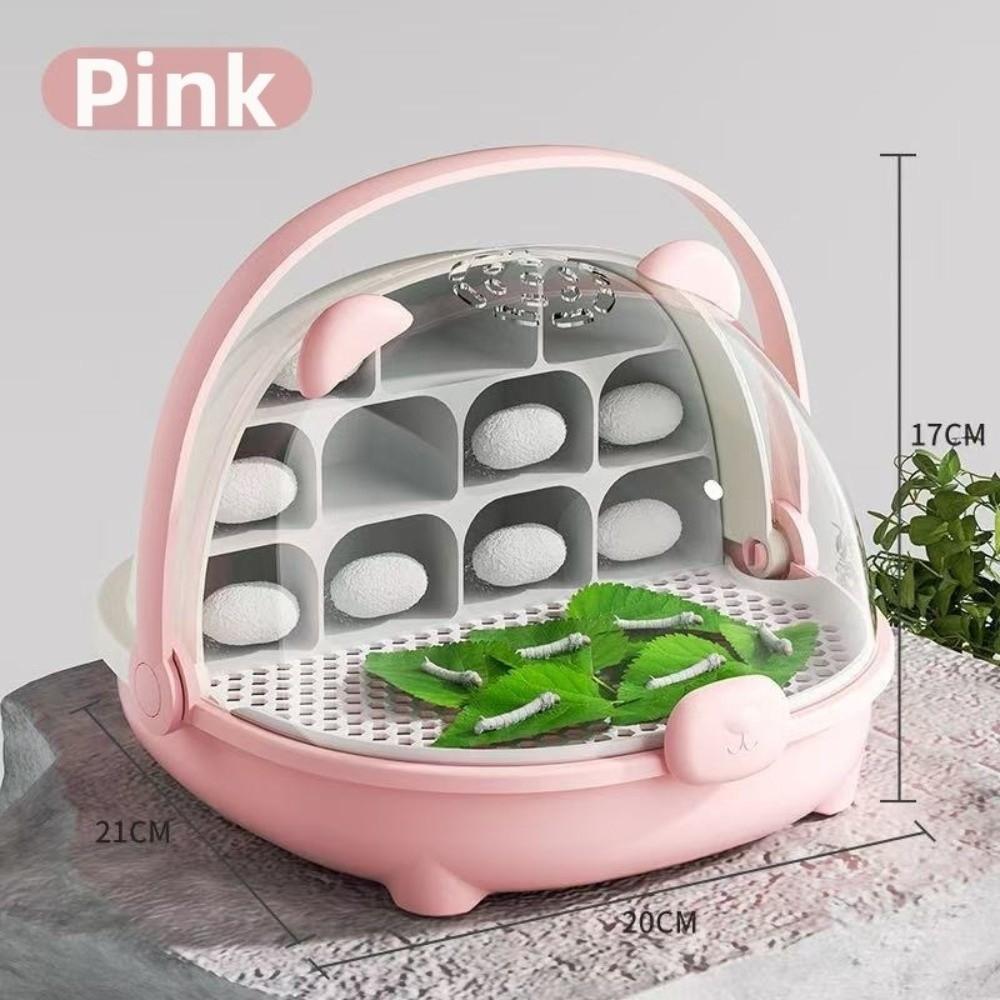 

New Plastic Silkworm Raising Set Handle Multi-functional Silkworm Breeding Box Large Space Insect Terrarium School Activity