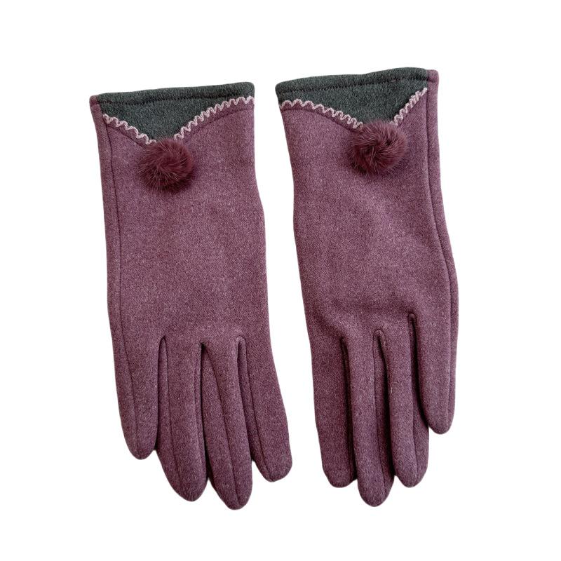 Women's Winter Touchscreen Gloves with Fur Ball - Rabbit Flannel, Warm and Stylish, Korean Style