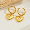 Gold Plated Stainless Steel Crystal Heart Hoop Earrings for Women