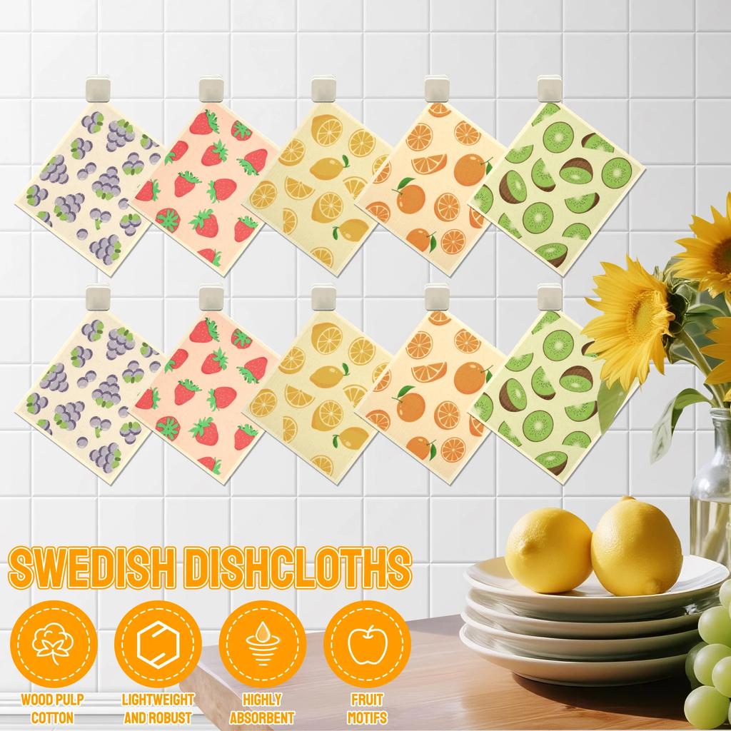 10Pcs Kitchen Dish Towels Reusable Kitchen Dish Towels Absorbent Dish Rags Non Scratch Swedish Kitchen Towel for Washing Dishes