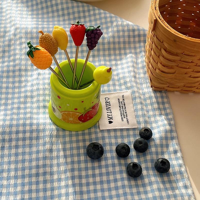 Creative Home Use Fruit Fork Set with Storage Can Stainl Steel Cake Fork Dert Small Fork Cute And Practical Dining Uten...