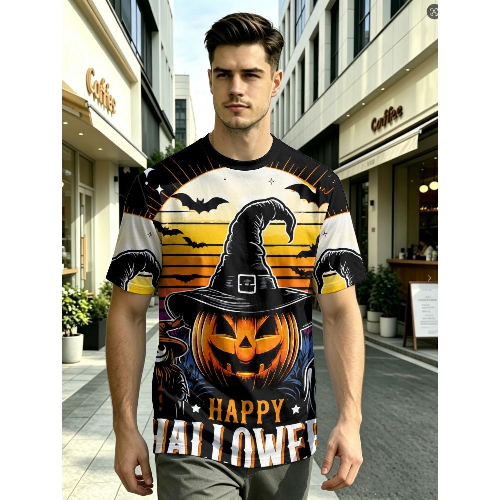 Trendy Christmas-themed Men's Digital-print T-shirt with Eye-catching Fabric for