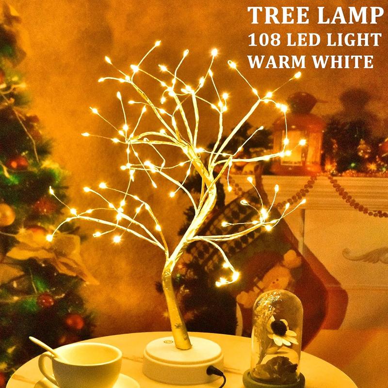 1pc Usb Powred Copper Wire Gold Leaf Lamp Golden Branches Desk Night Lamp for Night Bedroom Living Room Kid Room Decor Lighting