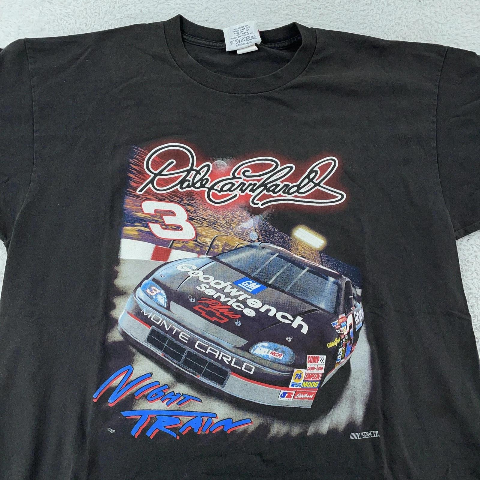 Vintage Dale Earnhardt Shirt XL Black NASCAR Racing Night Train Car 3 90s L